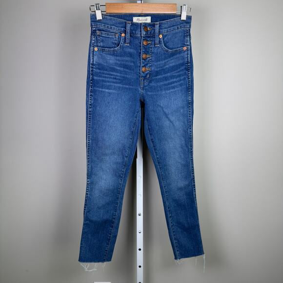 Madewell 10" High Rise Skinny Blue Button Fly Denim Jeans Ladies Size 24 - Picture 1 of 9